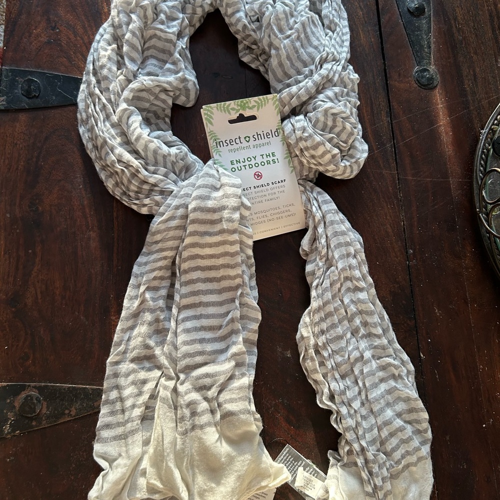 NWT Insect Shield Gray and White Stripe Lightweight Scarf by Hadley Wren - Picture 2 of 7